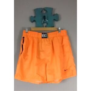Vtg 90s NIKE Bright Neon Orange Nylon Men's Swim Trunks Shorts Large Just DO It